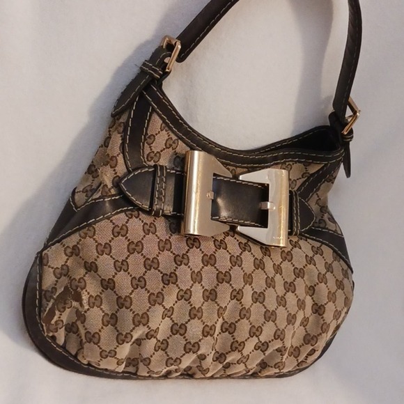 Gucci Tote Shoulder Bag Purse w LARGE GOLD BOW CC Monogram Canvas Vintage - Picture 5 of 17